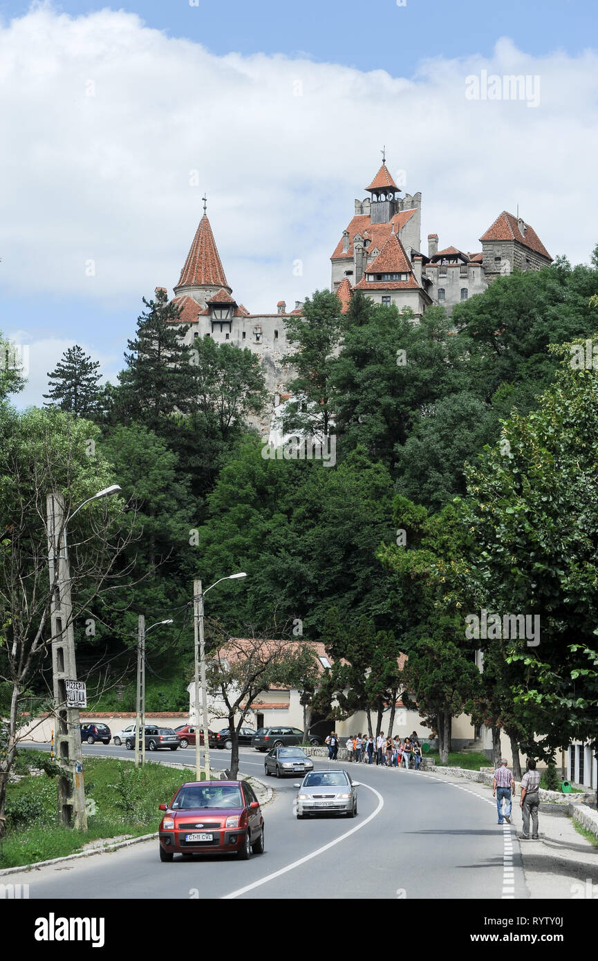 Gothic Bran Castle in Bran, Romania. July 20th 2009, built in XIII century and rebuilt in XV century called Dracula`s Castle connected with Vlad the I Stock Photo